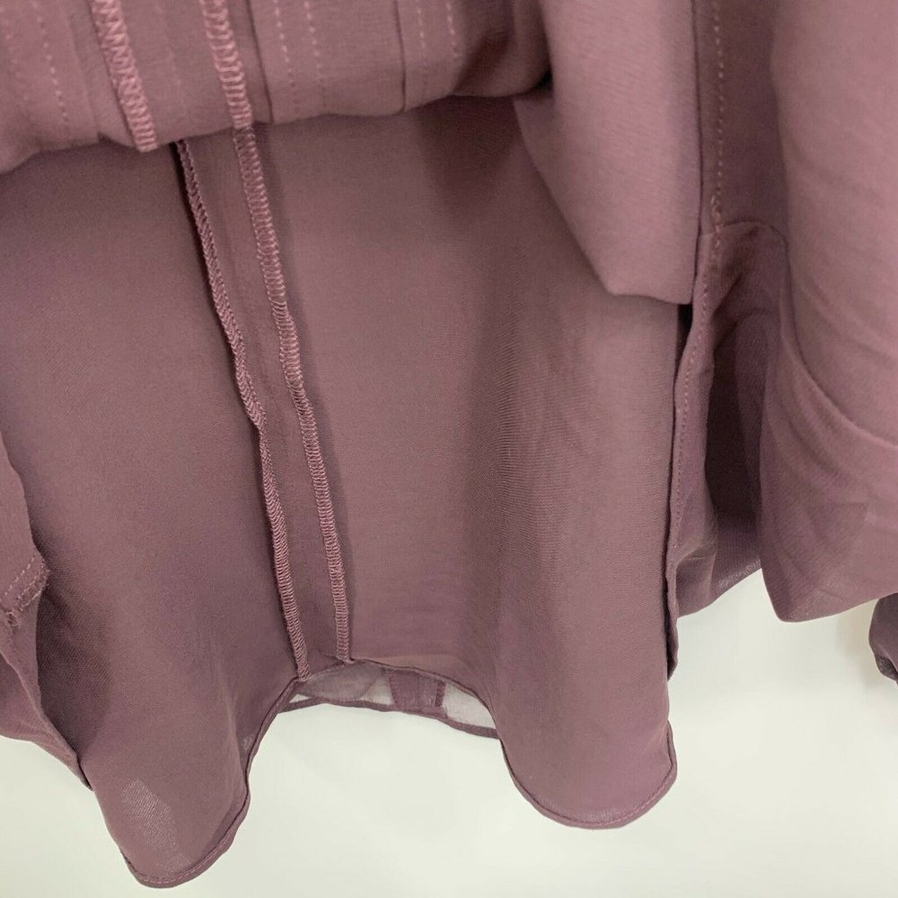 CAbi Entice Sheer Plum Blouse Top Long Sleeve Lg - Picture 5 of 11